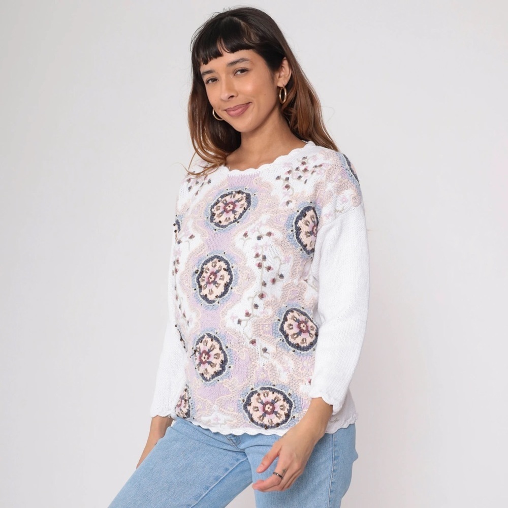 Vintage 1990s Jennifer Reed Floral Sweater Sz Medium